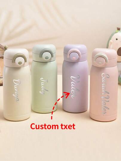 1pc Customized Stainless Steel Water Bottle, 350ml Personalized Name Insulated Cup, Customized Stainless Steel Water Bottle, Self-Customized Name Insulated Leak-Proof Stainless Steel Cup, Stainless Steel Bottle, Back To School, Children's Back To School Gift, Water Bottle For Party, Travel, School, Birthday, Graduation Ideal Gift, Water Bottle Casual, Custom, Personalised, Unique, Customized, Ideal Gifts For Him, Ideal Gifts For Her, Son, Daughter,Christmas Gift