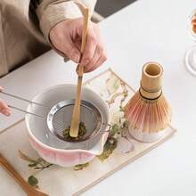 8件抹茶筅套装-夏樱花粉抹茶工具套装含竹茶刷+宋代仿制茶筅盒套装，茶艺爱好者必备茶筅工具，日式茶具 - 彩色 - 查看 7