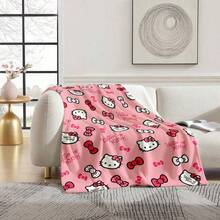 1pc Sanrio Hello Kitty Printed Throw Blanket, Lightweight All Season Blanket Suitable For Gifting To Friends And Family, Party Decor, Sofa, Bedroom And Living Room Home Decor, Leisure And Travel/Camping