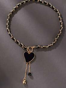 1 件简约黑色五角星、蝴蝶、心形天鹅绒颈链，带球形吊坠和流苏编织长项链，是送给女友的完美礼物，适合日常佩戴、婚礼和派对