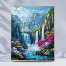 1 件 DIY 钻石画风景流水家居装饰全钻 11.8*15.7 英寸马赛克工艺墙面艺术装饰，墙面装饰钻石画，初学者手工钻石画 DIY - 彩色 - 查看 4