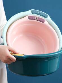 1pc Thickened Perforated Basin, Extra Large Washbasin, Household Laundry Basin, Children's Wash Basin, Student Children's Basin, Plastic Basin. Women's Wash Basin, Men's Wash Basin, Foot Basin, Multi-Function Extra Large Basin