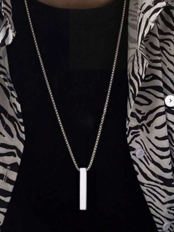 1pc Stainless Steel Bar Pendant Necklace, Minimalist & Personalized Design, Suitable For Daily Wear
