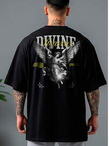 Divine Oversized Streetwear 100% Cotton Wide Shirt - 黑色 - 查看 1
