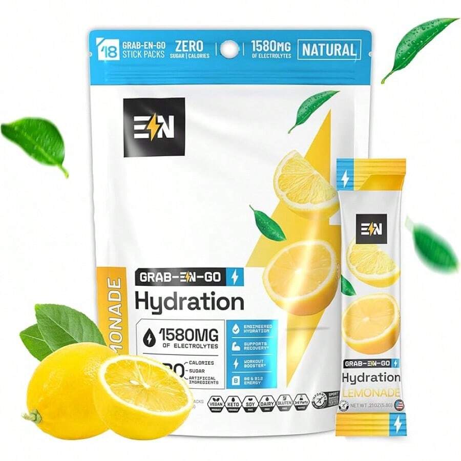 EN Engineered Nutrition, Sugar-Free Electrolytes Powder Packets – Keto Electrolytes Hydration Packets, Single-Serving Electrolytes, Zero Calories, Vegan, Non-GMO, Organic, Gluten-Free, Sampler 10 CT