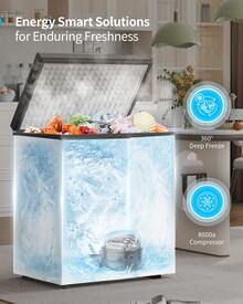 TABU 3.5 Cu Ft Compact Chest Freezer W/ -4°F Rapid Freezing, Removable Storage Basket, 7 Level Smart Temperature Control For Apartment/Garage Ready(Black) - Xem 6
