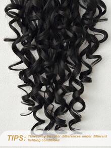 26-28 Inch V-Shaped Clip-In Hair Extensions, Black, Natural Wavy Curly, Synthetic Fiber Wig, Suitable For Women's Daily Use - Black - View 7