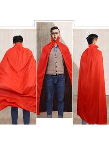 1 件黑红色双面巫师死亡斗篷万圣节表演服装黑色斗篷