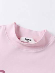 Annil Children's Clothing: Girls, Girls, Boys, Boys, Adults, Teenagers, Mid-Neck Long-Sleeved Knitted Sweaters, T-Shirts, Printed Base Layers, Autumn