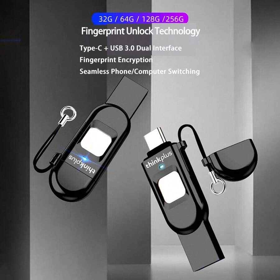 Lenovo Ổ đĩa flash USB chống rơi TFU301 Chuyển mạch thông minh hai cổng USB3.0 truyền dữ liệu siêu nhanh Phản hồi ba giây Chống bụi, chống nước và chống sốc - Ngọc trai niken - Xem 1