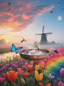 1PC Metal Bird Bath Stand And Feeder, With Column, Leaf, Sunflower Design, For Outdoor Garden, Courtyard And Lawn Decoration, With Five Strong Gripping Diameter - Outdoor Garden Water Feature Outdoor Decoration Garden Decoration Home Decor, Family Metal Wall Art Decor, Gift Preferred. - Multicolor - View 4