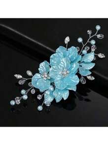 1 Stück Haarspange für Frauen mit Acrylblume und Strass-Dekor in Pflaumenfarbe, elegantes Braut-Haarzubehör