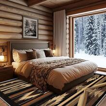 3x5 Rugs, 2x3 Rug, Southwestern Rustic Area Rug, Colorful Geometric Door, Washable & Non - Slip Small Carpet, Home Decor - Nâu vàng đen - Xem 3