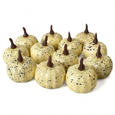 12Pcs Pumpkin Ornaments Creative Plastic Halloween Table Centerpieces For Home Party Decor