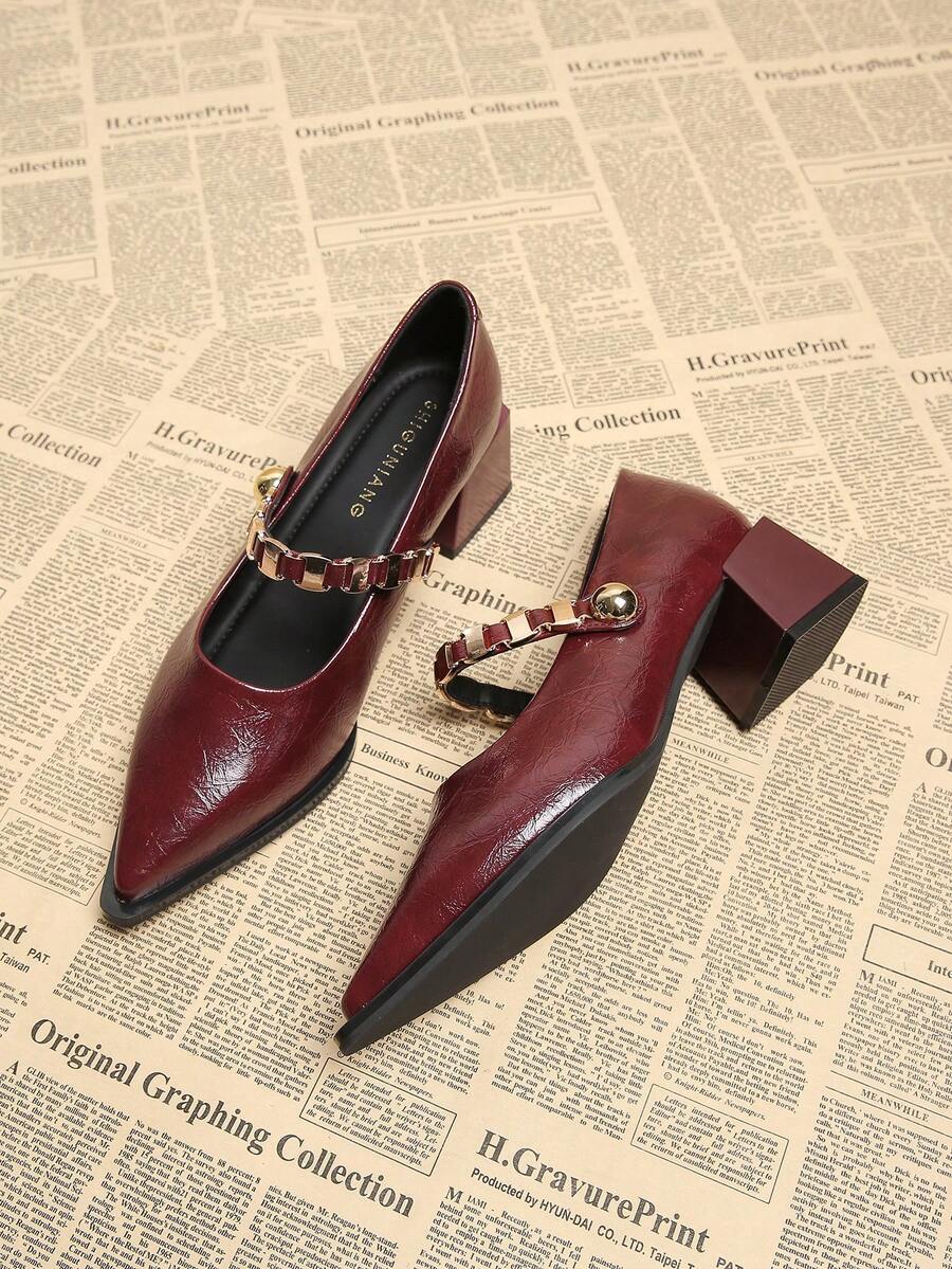 2025 New French Style Women's Fashion Pointed Toe Flats, High-Quality Casual Solid Color Shoes, Suitable For Dresses In Spring/Autumn - Burgundy - View 1