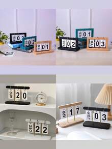 1 简易木质日历，简易翻页日历，手动调整日期桌面日历，复古木质万年历，家居客厅茶几摆件，办公室装饰品。适用于桌面，可重复使用的办公桌面摆件，家居饰品，摄影道具。