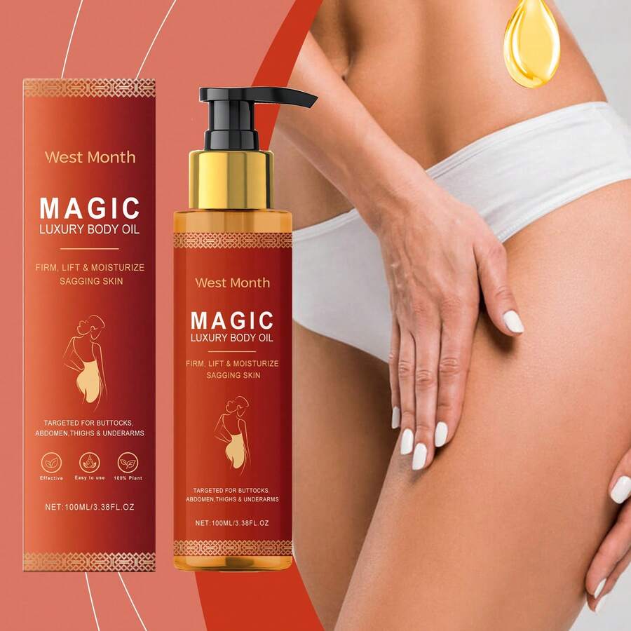 west&month 100ml Magic Luxury Body Oil Deeply Moisturizing Dry Skin Anti-Aging Tightening Firming Chest Thighs Improve Elasticity Rejuvenating Repairing Muscle Relax Soften Nourishing Massage Oil