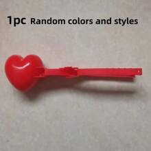 1/4 件雪球/沙球模具工具 - 心形、鸭子、雪人和足球图案 - 户外雪地游戏配件、沙滩玩具 - 颜色随机