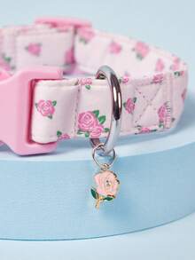 PETSIN 1 chiếc Vòng cổ cho chó dễ thương có mặt dây chuyền hình hoa, Vòng cổ in hoa mềm mại thoải mái có thể điều chỉnh phù hợp với chó nhỏ, vừa, lớn, màu hồng - Hồng - Xem 6