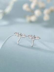 1 Pair Minimalist Mini Magic Dragon Copper Stud Earrings, Fashionable Design Suitable For Women's Daily Wear - Multicolor - View 12