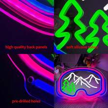 Ski Goggles Wall Decor Neon, Personalized LED Neon Sign With Adjustable Light Switch, Multifunctional Sports Adventure Sign Light For Skier Cave Bedroom Party, Birthday Gift, Plastic, Wall Mount, USB Powered Multicolor Glow - Multicolor - View 6