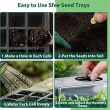 10 套透明育苗盆，带湿度罩，育苗盆，育苗起始盆，带排水孔的花盆，用于花卉植物，园艺用品，园艺，花园，植物花盆，房间装饰，家居装饰，DIY 园艺标志，透明塑料园艺花盆种植容器杯种植器小型启动种子起始托盘，适用于温室和花园 - 彩色 - 查看 9