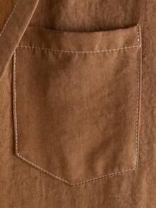 2 件男士套装：抽绳短裤和纽扣衬衫，绒面革般的柔软质地，柔和的经典色调，复古简约时尚，街头潮流 - 摩卡棕 - 查看 7