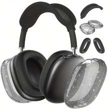 亮片兼容 Airpods Max 保护套（2024/2020），防刮耳垫保护套/耳罩套/头带套兼容 Airpods Max（USB-C/Lightning）。透明柔软 TPU 和硅胶，防刮皮肤