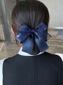 1pc Hair Net With Bowknot For Women, Ideal For Nurse, Air Hostess, Bank Staff Valentine's Day Valentines Hair Clips Hair Claws Hair Slide Hair Barrettes, School Stuff, Elegant, College, Bows, Cute, Hair Accessories, Head Accessories, Hairpin,Summer,Holiday,Travel - 1 Item - View 3