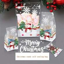 50/100 Piezas Bolsas de Caramelos con Copos de Nieve Navideños - Autocierre, de Pie, Bolsas de Regalo Reutilizables para Hornear, Fiestas y Empaques de Alimentos Navideños - Excelente para Caramelos Navideños y Suministros de Hornear Decoraciones Navideñas Pijamas Navideños Regalos Navideños Decoración Navideña