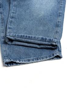 Salopette regolabile per ragazzi, in denim ampio e leggero blu chiaro, versatile per tutte le stagioni