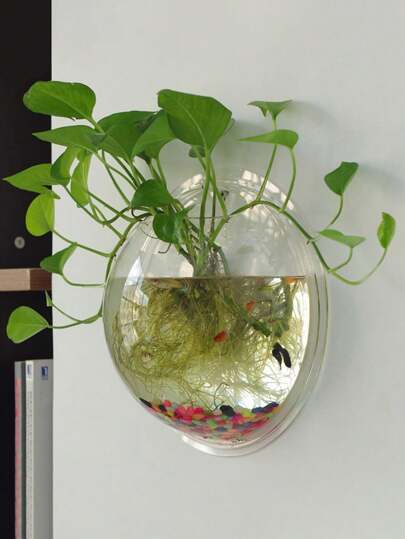 Round Glass Terrarium Vase, Wall Hanging Planter For Plants, Hydroponic Vase, Home Office Living Room Decor, Wall Mounted Fish Bowl, Hanging Hydroponic Vase, Bedroom Wall Decor (Random Style Shipped)
