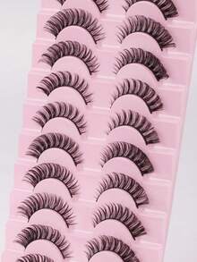 10 Pairs Russian Style False Eyelashes, D-Curl Thick & Fluffy Lashes For Daily & Party, Charming Eye Makeup, Travel Essential,Festival Lashes,Rave Makeup,Glitter Eyelashes,Rave Party Accessories - Multicolor - View 8