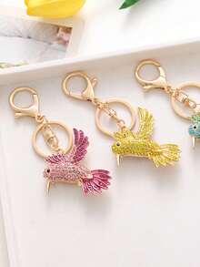 新品珠宝时尚创意水钻蜂鸟钥匙扣，送给女孩和朋友的理想礼物，适合任何场合的时尚配饰汽车配件可爱哥特 Y2k 万圣节配件教师节包配件挂绳带身份证夹汽车配件包饰 - 彩色 - 查看 1