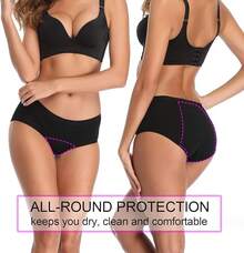 Cotton Period Underwear For Women, Easy Clean Menstrual Briefs - Dark-6pack - View 8