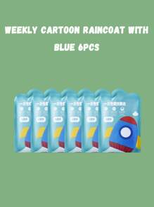 6pcs/1pc Children's Cartoon Creative Style Pocket Raincoat Set, Portable Long Thick Raincoat, Transparent And Portable Travel Outdoor Mountaineering Waterproof, Children's Camping And Hiking Accessories, Is An Ideal Choice For Giving Gifts To Children