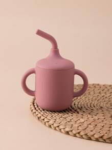 PopLittleOne 1入組矽膠嬰兒水杯，兩個手柄的學習杯可供嬰兒餵食，可攜式嬰兒餐具