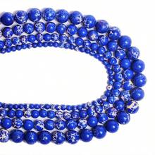 1String 4/6/8/10mm Natural Stone Blue Imperial Jasper Stone Beads Loose Spacer Beads Unique Fashion Jewelry Making Supplies For Handmade DIY Earrings Bracelets Necklaces Craft Beading Essentials - 藍色 - 查看 5