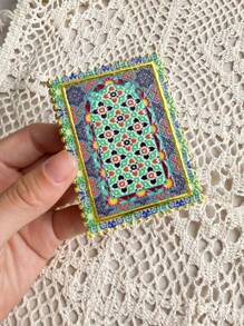 1pc Vintage Moroccan Window Floral Pattern Stamp Shaped 3D Floral Embossed Gold Foil Refrigerator Magnet, Suitable For Home Decor, Daily Use And Holiday Gifts