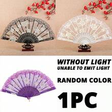 مروحة دانتيل مضيئة بالليد، مروحة مضيئة، ديكور يدوي لحفلات، إكسسوار لأزياء المهرجانات، ديكور هالوين