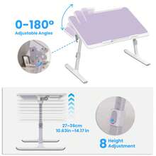 Piorlado Foldable Laptop Bed Tray Table, Height And Angle Adjustable Laptop Bed Table, Laptop Table For Bed/Sofa/Chair/Floor, Desk - Purple - View 4
