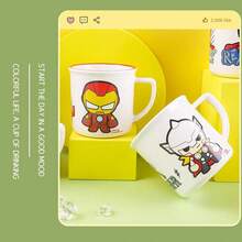 Marvel Mundwasser Becher Haushalt einfach kreativ Q Version Studenten Einzelgriff Becher, Badezimmer Zahnbürstenbecher mit Griff, Iron Man Becher