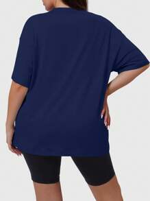 SUPEKYKO 大码女式短袖T恤 - 宽松运动上衣，适合健身、瑜伽和休闲穿着 | 四季皆宜 - 藏蓝色 - 查看 10