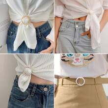 20个装围巾环和滑扣，适用于围巾、T恤、领带等，女士金属金色银色圆形腰扣围巾夹，可固定宽松衣物，是连衣裙的配饰。