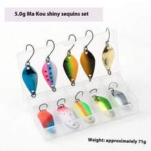 带钓具盒的勺形鱼饵，10 件装，带单钩金属鱼饵，适用于鲈鱼、淡水鲈鱼、淡水鲈鱼，2.5 克/3.5 克/5 克 - 彩色 - 查看 11