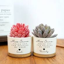 1 件定制陶瓷文字花盆，个性化感谢您帮助我种植花盆，教师欣赏，定制多肉花盆，送给老师的花盆，新年礼物，教师礼物，返校礼物，独特，圣诞节的理想礼物