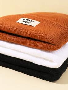 3 件装婴儿冬季帽子舒适针织帽，适合男婴和女婴，柔软幼儿帽 - 彩色 - 查看 9