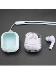 A Pair Of Transparent TWS Wireless Earphones, Stereo Wireless Earphones With LED Battery Display Screen, Type-C Charging Case, Compatible With All Smartphones, Suitable For Gaming, Music, Outdoor Sports/Business, Adult Use, Condenser Microphone, Rechargeable Battery, Polymer Lithium-Ion