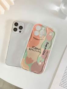 Cream Textured Transparent Painted Wrist Strap Shockproof Phone Case Compatible With Iphone 14, IPhone 14 Pro, IPhone 14 Pro Max, IPhone 13, IPhone 13 Pro, IPhone 13 Pro Max, IPhone 11, IPhone 11 Pro Max, IPhone 12, IPhone 12 Pro, IPhone 12 Pro Max, IPhone XR, IPhone 7/8, IPhone XS, IPhone 15, IPhone 15 Pro, IPhone 15 Pro Max, IPhone 16, IPhone 16 Pro, IPhone 16 Pro Max, Galaxy S24, A04, A12, A13, A14, A23, A24, A32, A33, A51, A52, A53, A54, A72, Redmi 9, Redmi 9A - Multicolor - View 2