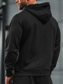 Herren lässiger einfarbiger Pullover Hoodie mit Tasche und Kordelzug, thermisch gefüttert für Herbst/Winter, French Terry Winter Pullover Kapuze, lässige Loungewear, Streetwear Essentiell, Gym Kleidung